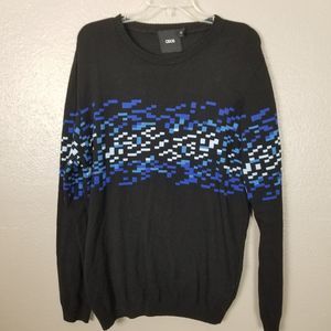 ASOS Black Sweater w/Blue/White Graphic XXL